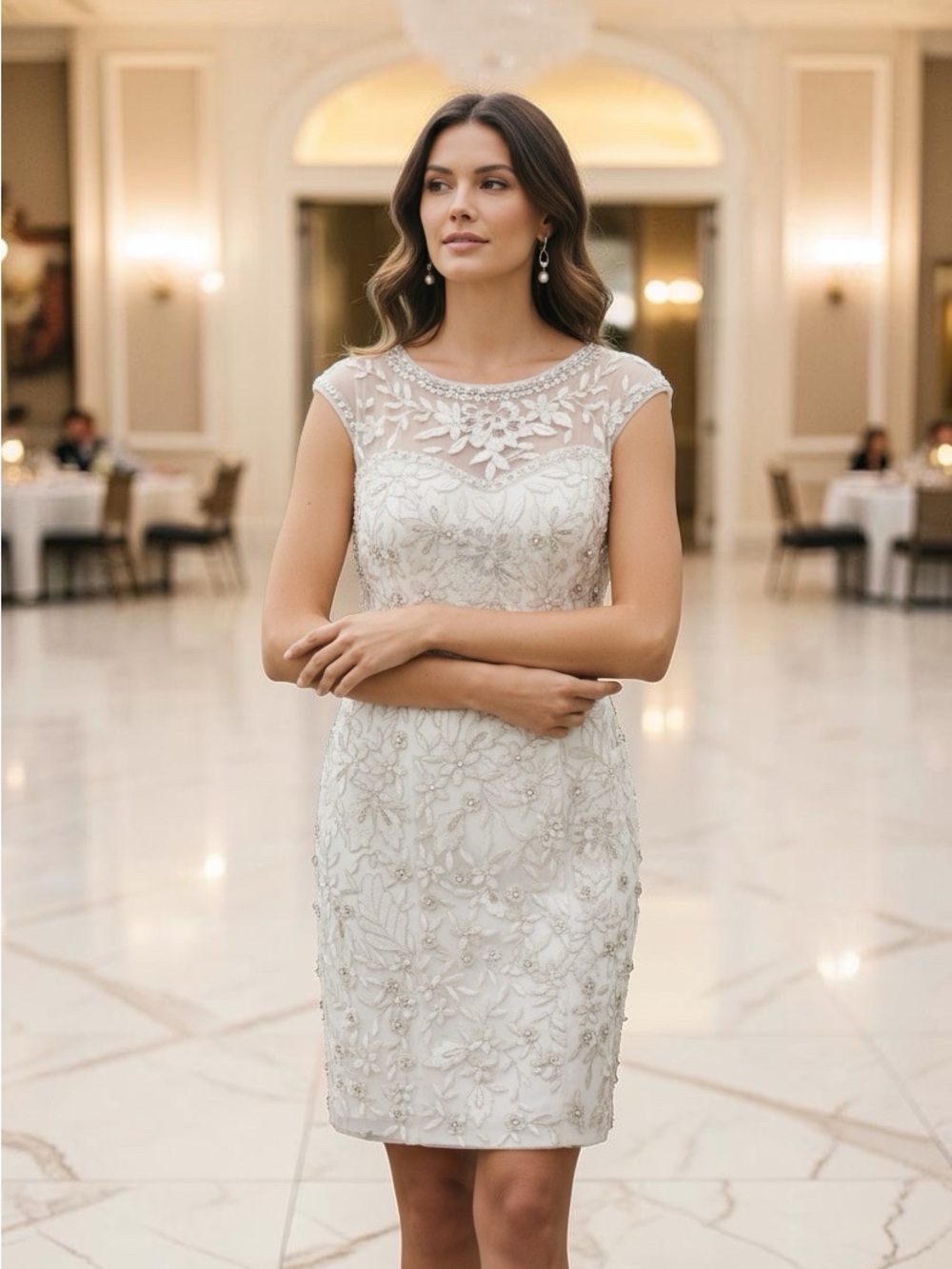 Sue Wong Nocturne Beaded Illusion Floral Cocktail Dress Size 4